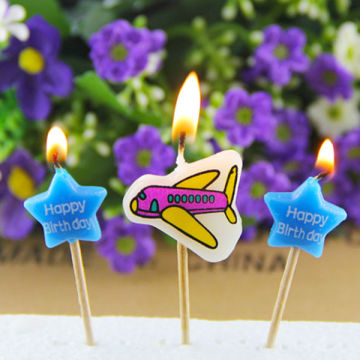 star airplane shaped pick birthday party candles sky themed