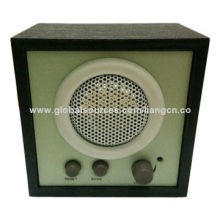 Portable mini wooden radio, blue backlight