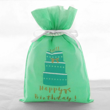 Non Woven Green Cake Happy Birthday Bags