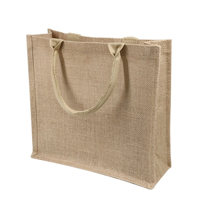 Hot Sale Custom Made Natural Jute Tote Shopping Bag with Custom Logo Printed for Shopping