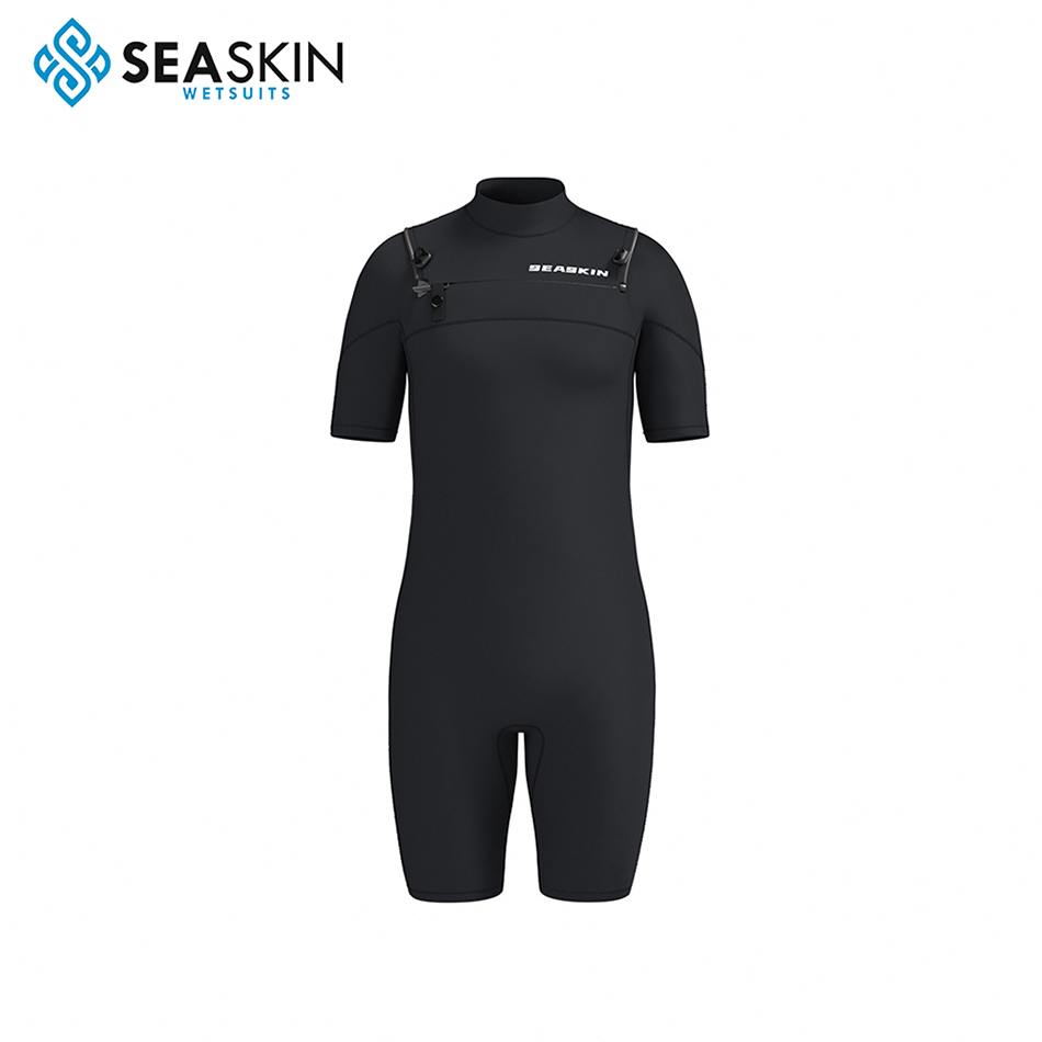 Zeegeacht neopreen 2 mm flatlock shorty wetsuit voor vrouwen