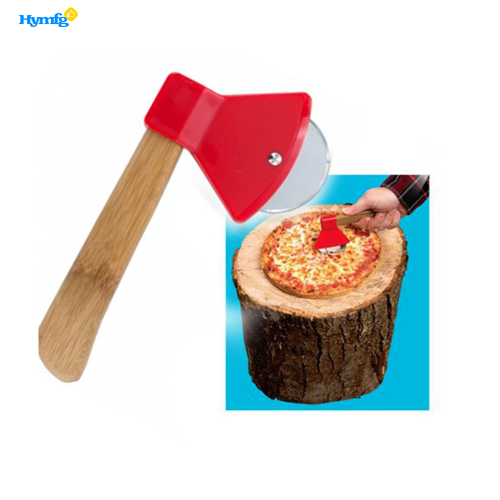 Bamboo Handle Axe Shaped Pizza Cutter Wheel