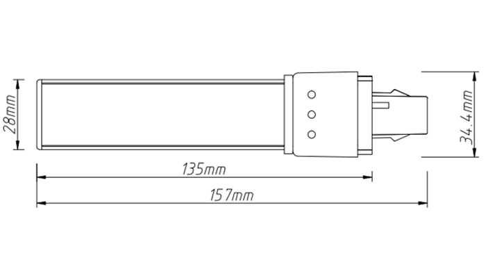 PL-21-8W LED PL lumière taille de la lumière PL-21-8W LED PL tube light size