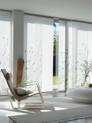 White Fabric Windows Shades Blinds Houses Use , Sliding Panel Blinds