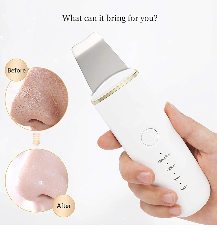 Recarregável USB Ultrasonic Skin Scrubber Profissional Care Care Beauty Skin Device