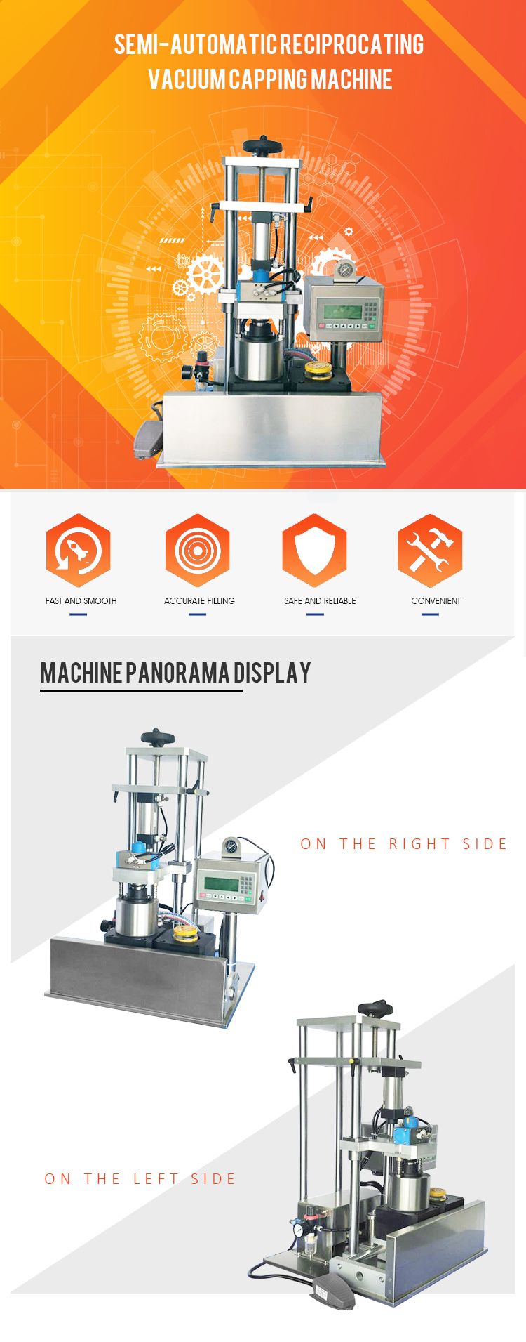 semi automatic vacuum glass jars sealing capping machine