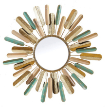 Wrought Iron Retro Metal Art Mirror for Living Room