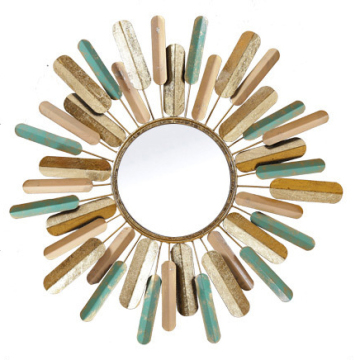 Wrought Iron Retro Metal Art Mirror for Living Room