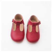 Christmas Bright Red T-bar Baby Shoes