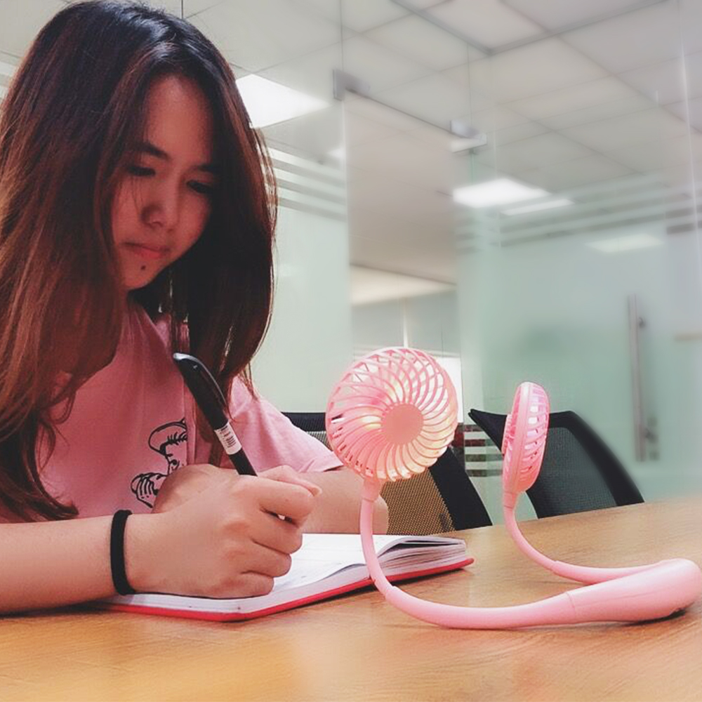 2021 New Arrival 2000mha Mini Rechargeable Fans Portable Neck Fan with LED Light