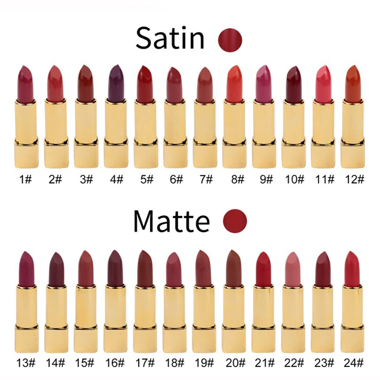 High Quality OEM Professional Custom Logo Matte Moisturizing Lip Gloss Wholesale Waterproof 24 Colors Lipstick Makeup