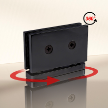 Frameless Matte Black Solid Brass Shower Pivot Hinges