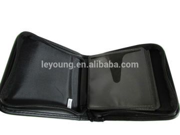 Black Zipper Leather CD/DVD Holder Sleeve 48 CDs
