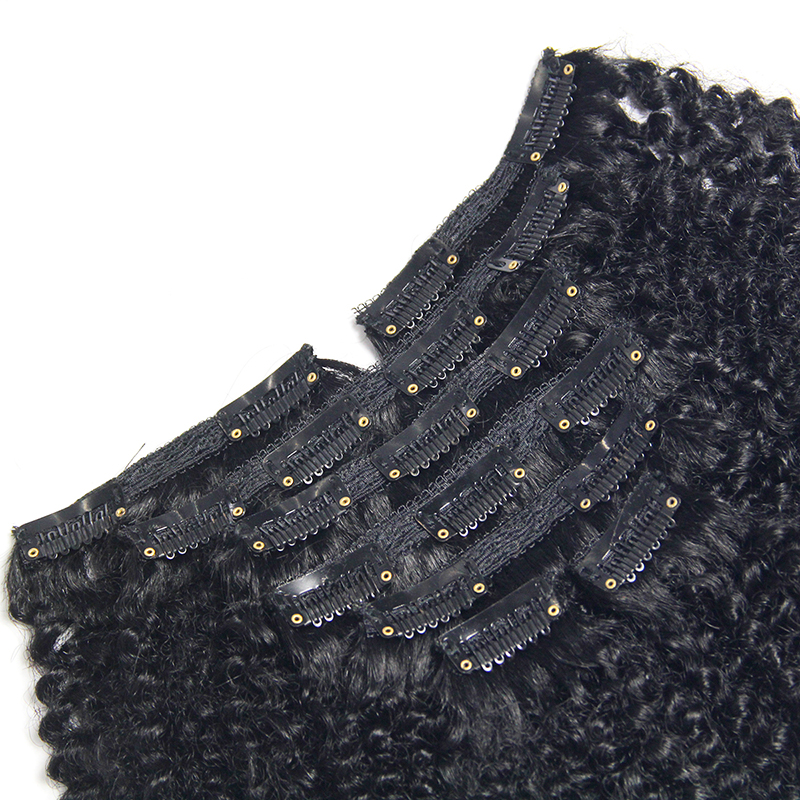wholesale clip in hair human extensions,the popular style hair clips for women,120g/set 8pcs afro kinky curl clip in hair