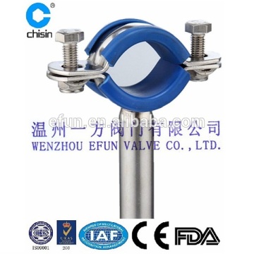 Stainless steel sanitary pipe holder with pvc rubber