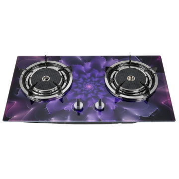 Tempered Glass flame gas hob built in infrared gaz stove 2 burner