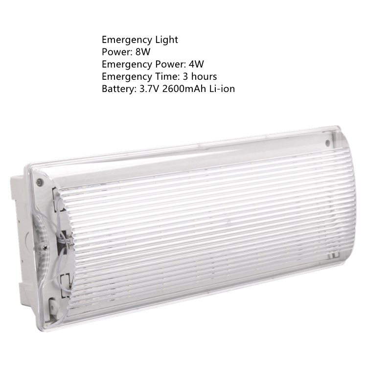 Lumière LED d'urgence encastrée 8W