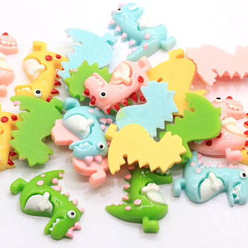 Cuentas de cabujón de dinosaurio de resina con espalda plana Kawaii Animal Artificial DIY horquilla adorno para niños fabricación de álbumes de recortes