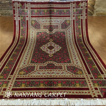 6'x9' Red Handmade Persian Qum Silk Carpet