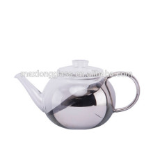 Borosilicate glass tea pot with plating silver, 1000ml.