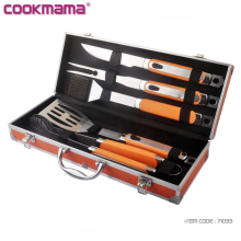 Premium Portable Easy Clean 5-pcs Stainless Steel BBQ Grilling Tools Set With Carry Case