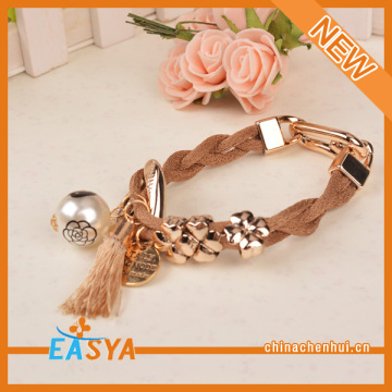 Brown String Metal Lucky Christening Bracelets For Girls