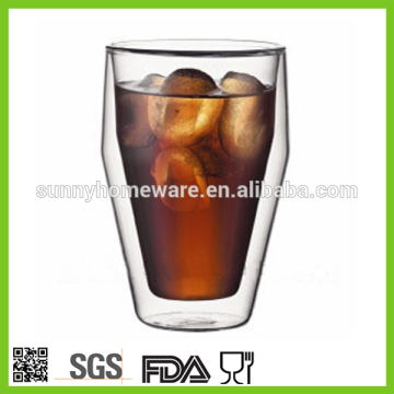 clear double wall drinking glass coffee cups / drinking glass tumbler