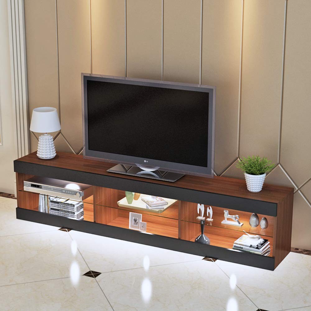 Glass Shelf TV Stand Wooden