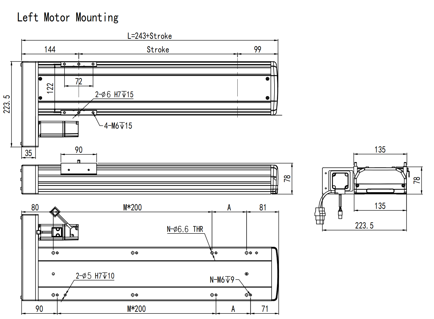 300mm linear module left motor mounting