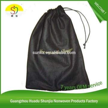 Customized Wholesale Black Cotton Dust Bag For Handbag , Promotional Drawstring Bag