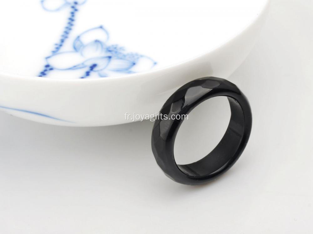 Bague à facettes naturelle avec pierres précieuses agate onyx noir 6MM