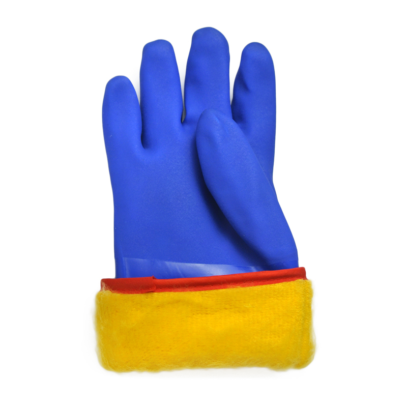 Blue PVC Coated glove cotton linning cashmere