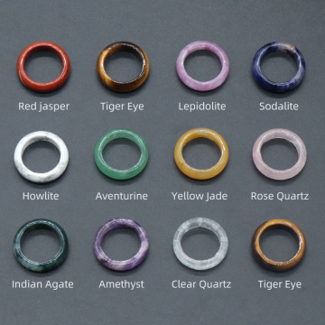 Natural Gemstone Ring Sport Necklace Set Anxiety Absorb Negative Energy Balance Chakra Healing Pendant Jewelry for Women Men