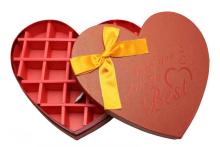 Red Chocolate heart shape cardboard box with divider