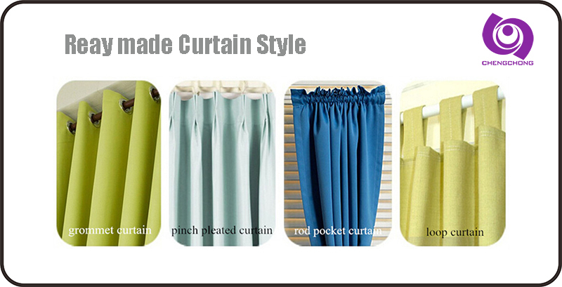 High Quality 100% Polyester Embroidered (EMB) Blackout Fabric Curtains with Valance