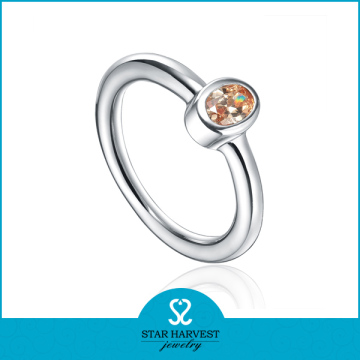 Champagne color zircon stone glans ring