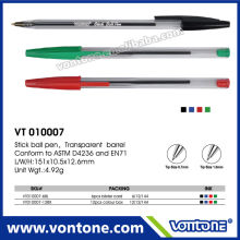 Plastic transparent simple bic pen,bic ball pen,bic ballpoint pen