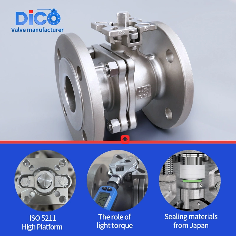 DICO Investment Casting Building Material DIN PN16 ACIER INOXDUBLE AVEC ISO5211 PAD 2PC BALL VALVE