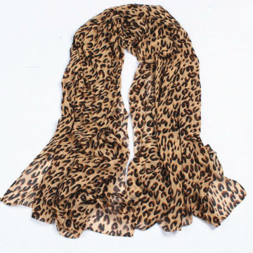Oblong Spring Silk Leopard Scarf Wraps in Chiffon Silk