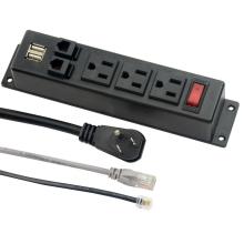 US 3-Outlets Power Unit With Internet&Phone Port&Switch&USB
