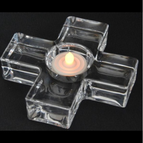 Glass Cross Tealight Holder