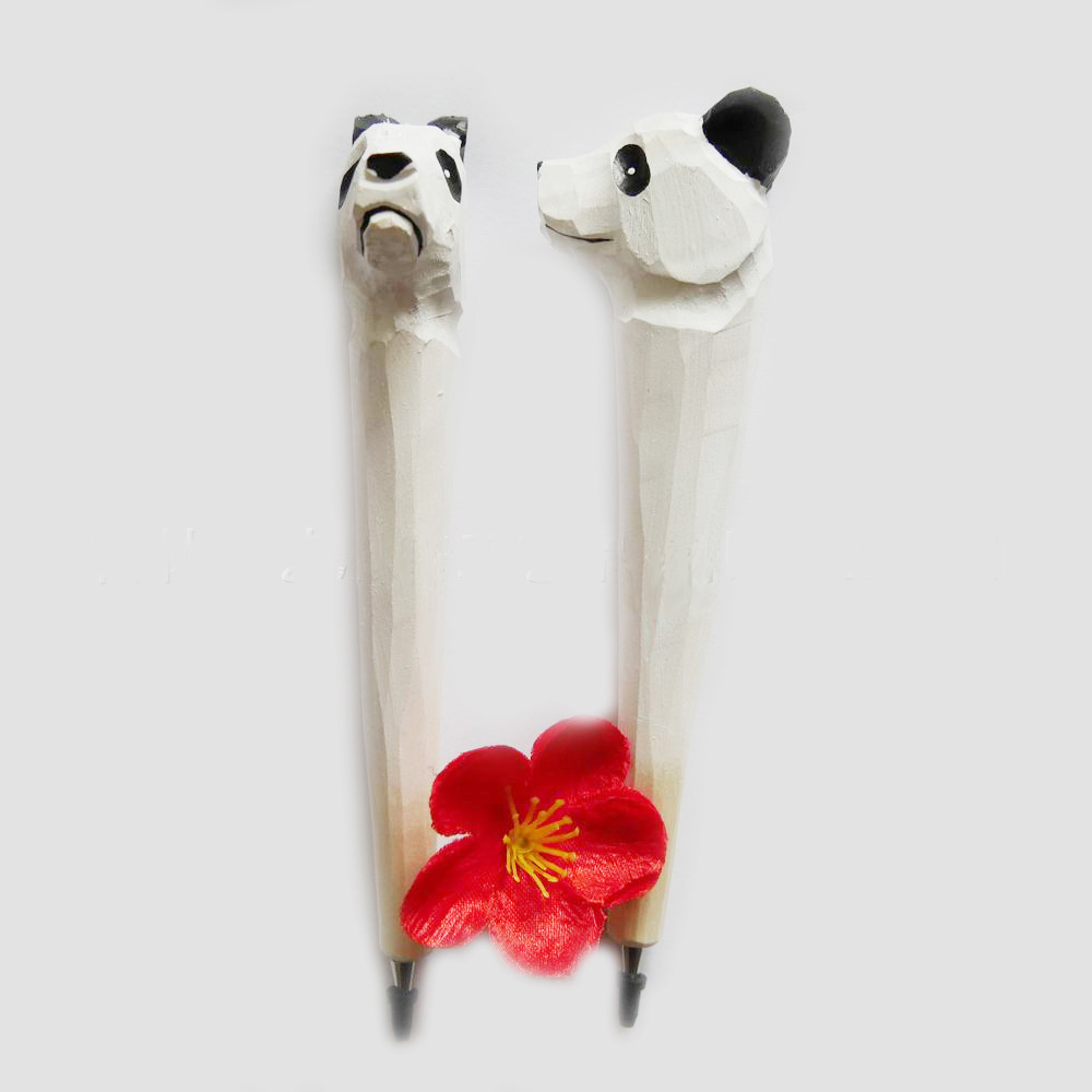 Wholesale Hand -made Environment Friendly Wood Carving Ball-point Pen with Animal shape