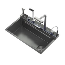 Commercial Kitchen Sinks with Phone Holder and Rainfall Faucet