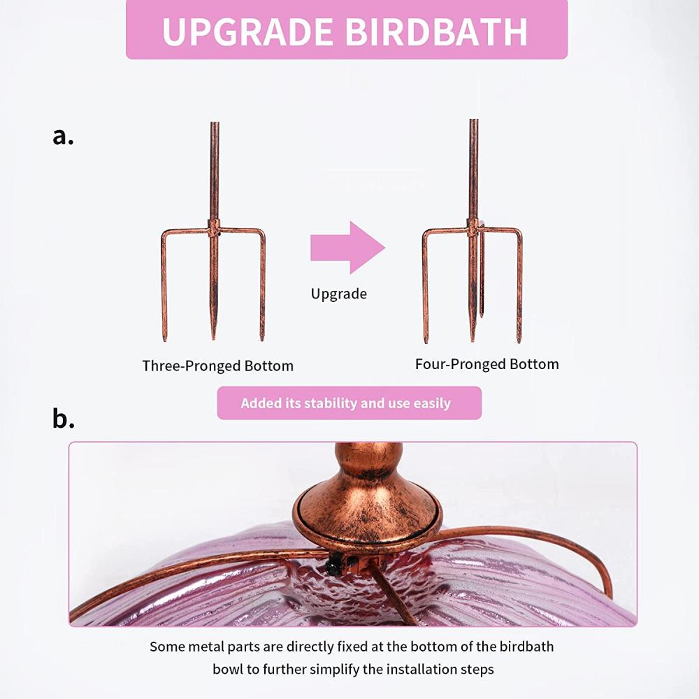 Tinggi 31 inci Kaca Birdbath Birdfeeder