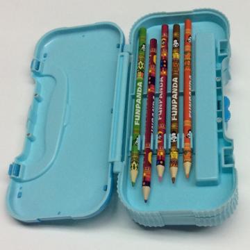 Boîte à crayons portable en plastique à trois couches pour enfants