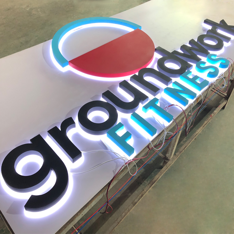 Custom Advertising 3D Wall Logo Sign Luminous Stainless steel Letters LED Outdoor Sign Metal Backlit Letters