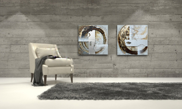 Metallic Circle Abstract Wall Art Handmade Oil Painting