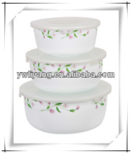 3pcs Floral Decal Enamel Cookware Enamel Set Storage Bowl set salad Bowl