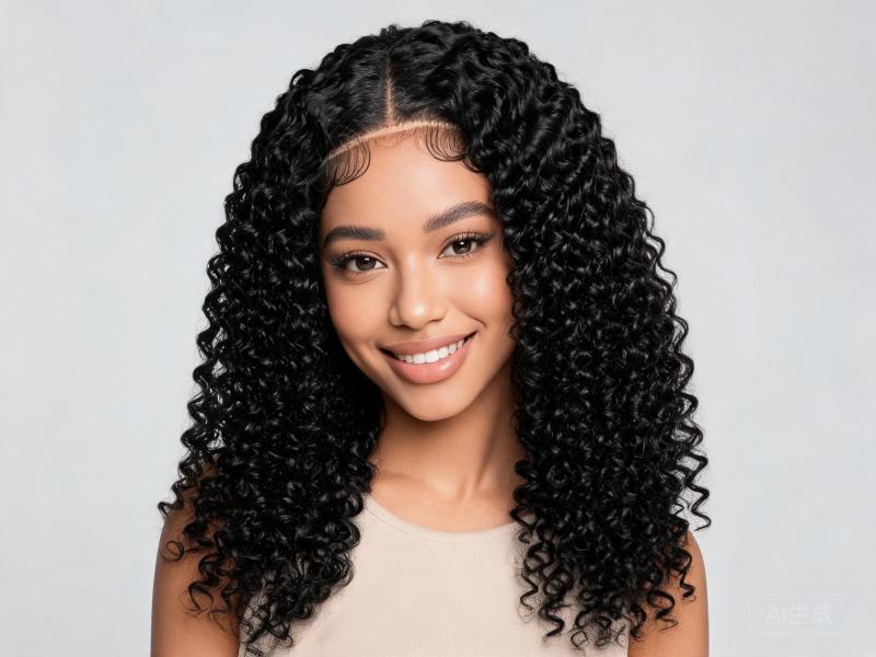 Natural Black Kinky Curly Lace Front Wig Human Hair