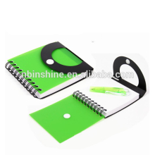 PP cover spiral notebook with pen , spiral binding notebook with ball pen